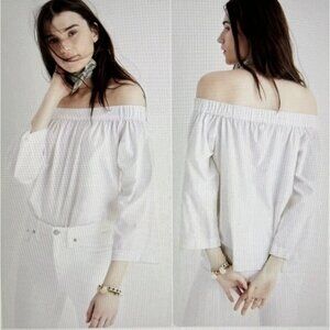 Madewell Top White XS Clean Off the Shoulder 3/4 sleeve Cotton Boho Beach Fairy